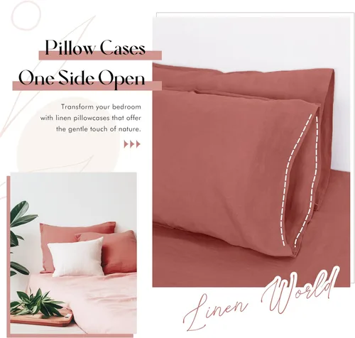 Miniatura 3 de Linen World - Juego de 2 fundas de almohada de lino, 20 x 30 pulgadas, tamaño estándar/Queen, fundas de almohada 100% lino natural francés, fundas