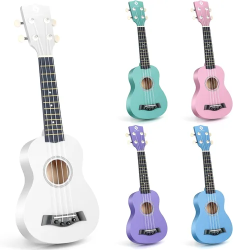 Miniatura 15 de Paquete de ukelele soprano para principiantes, kit de iniciación de ukeleles de tilo de 21 pulgadas para niños con bolsa de concierto, sintonizador