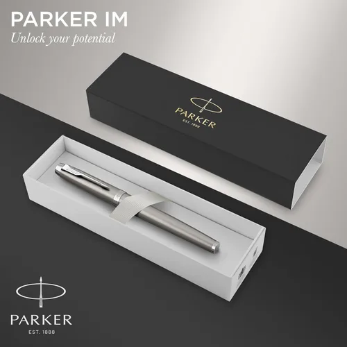 Miniatura 2 de PARKER - Bolígrafo IM de acero inoxidable con borde cromado, punta fina con repuesto de tinta negra, caja de regalo