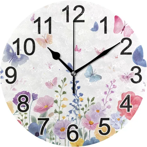Miniatura 19 de Hummingbird - Reloj de pared de resorte redondo de 10 pulgadas, sin tictac, silencioso, funciona con pilas, reloj analógico atómico de cuarzo