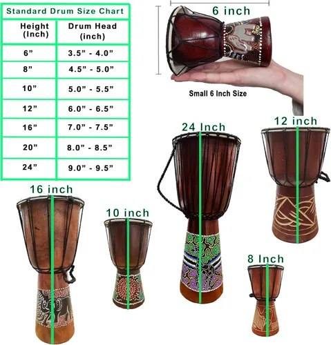 Miniatura 3 de Djembe Drum Carved Bongo música de inspiración africana también una idea única para regalar. Carver Abstract Elephant Giraffe Turtle.