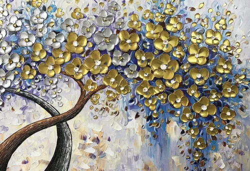 Miniatura 3 de V-inspire Arte, 24 x 48 pulgadas, moderno, 100% pintado a mano, pinturas al óleo de árbol de la suerte, pintura acrílica, decoración de marco