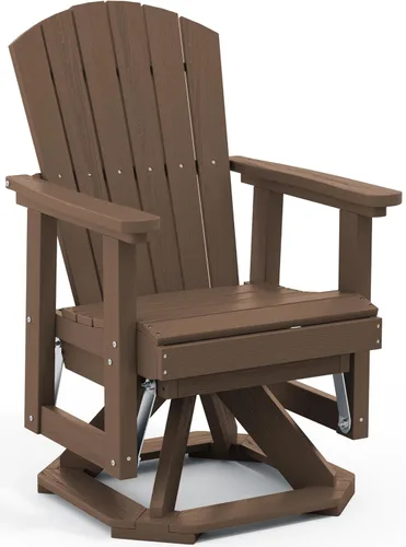 SERWALL Adirondack - Mecedora giratoria de polietileno de alta densidad para exteriores, para todo tipo de clima, para porche, balcón, color marrón