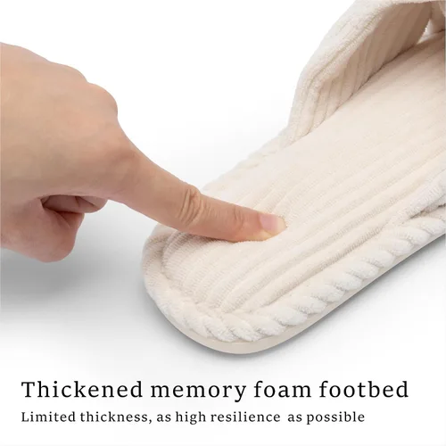 Miniatura 3 de Chantomoo Pantuflas para mujer, de espuma viscoelástica, para el hogar, dormitorio, baño, spa, puntera abierta, con lazo de pana, acogedoras