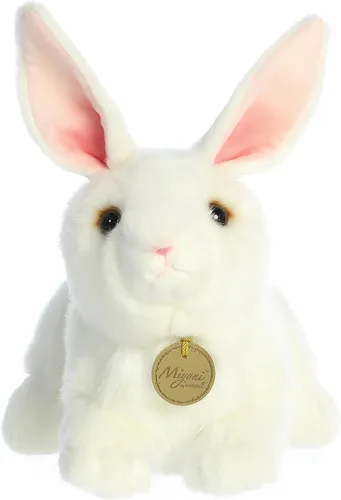 Aurora® Peluche realista de conejo blanco americano Miyoni®, detalles realistas que hacen un compañero preciado, perfecto para decorar dormitorios o