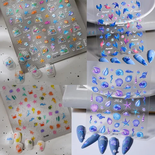 Miniatura 9 de 20 hojas de calcomanías de uñas 3D, diseño de oro/diamante, lujosas calcomanías de uñas autoadhesivas con relieve, calcomanías de uñas de flores