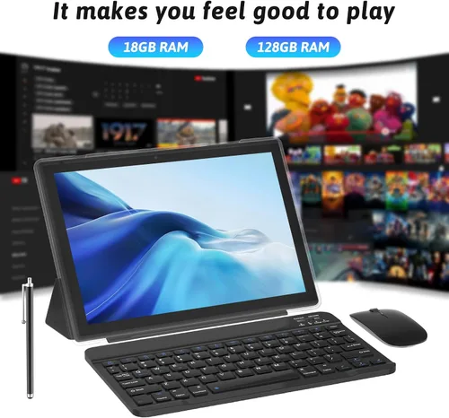 Miniatura 2 de ZZB Android 15 Tableta de 10 pulgadas Tableta 2 en 1 con teclado ratón estuche lápiz capacitivo 18GB RAM 128GB ROM 2TB expandible, Android 15(NO