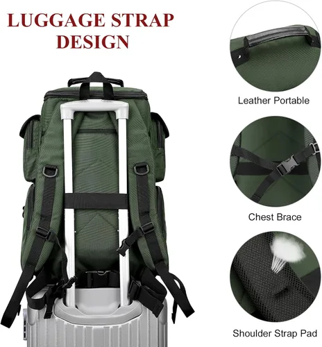 Miniatura 6 de WITZMAN Mochila de viaje para hombre, mochila de mano de gran capacidad, mochila para portátil de 17 pulgadas (6695 verde militar)
