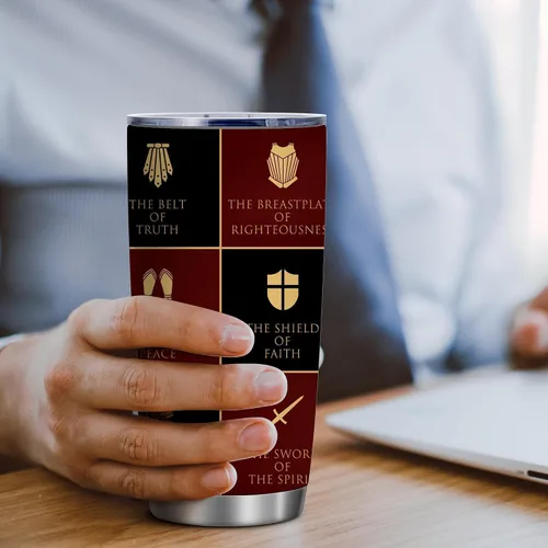 Miniatura 6 de Regalos de Apreciación para Pastores, Ponte Toda la Armadura de Dios Vaso de Café Aislado de Acero Inoxidable de 20 Oz con Tapa, Regalos Cristianos