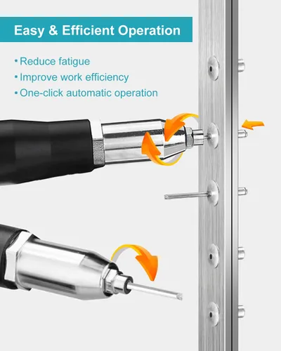 Miniatura 2 de Pistola de Remaches Inalámbrica con Cargador y 2 Baterías, Kit de Herramienta de Remaches Ciegos Eléctrica sin Escobillas, Pistola de Remaches
