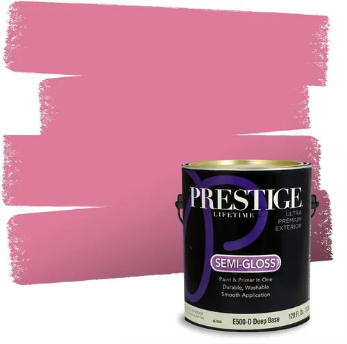 Miniatura 19 de Prestige Paints E100-T-SW6591 Pintura exterior e imprimación en uno, 1 galón, plano, combinación comparable de Sherwin Williams Amaryllis, 1 galón