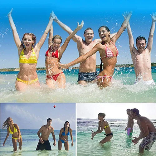 Miniatura 6 de Pelota rebotadora de agua, paquete de 2 pelotas para aliviar el estrés para nadar, playa y actividades al aire libre (amarillo + verde, 2.2 in)