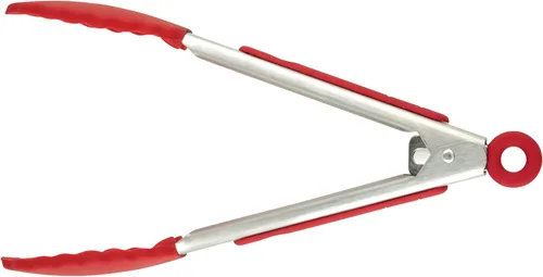 Miniatura 4 de Tovolo Pinzas pequeñas con puntas de silicona de 8.25 pulgadas para servir aperitivos, ensaladas, pinzas de metal de acero inoxidable para cocinar