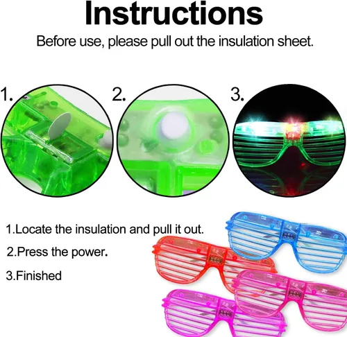 Miniatura 6 de iGeeKid Paquete de 50 lentes LED iluminados para fiesta, que brillan en la oscuridad, suministros para fiestas del 4 de julio, obturador, juguetes