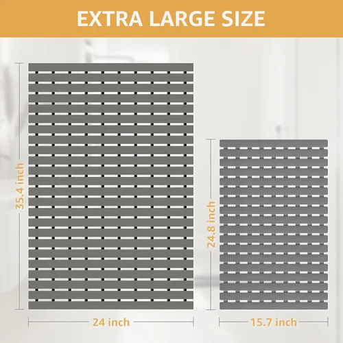 Miniatura 2 de Yolife Alfombra de Ducha Grande de PVC, 35.4 × 24 Pulgadas Sin Ventosas Antideslizante para Piso de Ducha, Fácil de Cortar y Curvable Alfombra