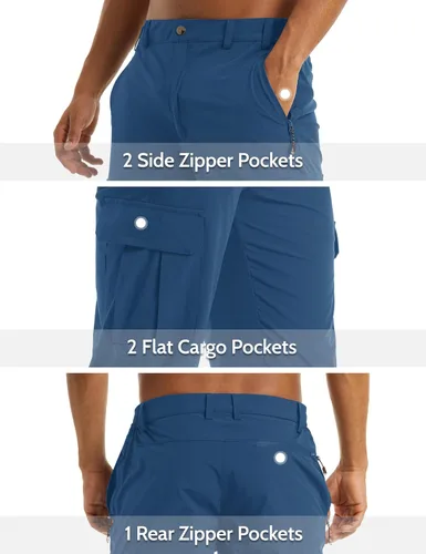 Miniatura 4 de MAGCOMSEN Pantalones cortos de entrenamiento para hombre, de secado rápido, 34, pantalones capri con bolsillos con cremallera, pantalones cortos