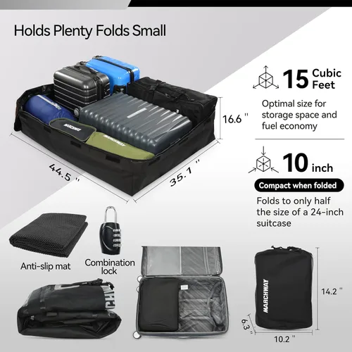 Miniatura 6 de MARCHWAY - Bolsa impermeable para techo de coche, bolsa de transporte para techo con carcasa suave y resistente a la intemperie para vehículos
