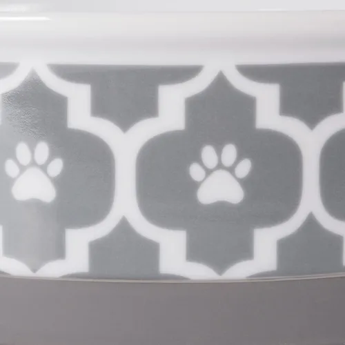 Miniatura 6 de Taza para mascotas Bone Dry con diseño de pata en cerámica, colección Lattice, juego mediano, 6x2 pulgadas, gris, 2