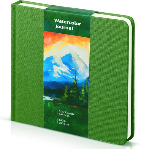 Miniatura 19 de Dispowreath Cuaderno de bocetos de acuarela de 5.5 x 5.5 pulgadas, cuaderno cuadrado de acuarela, prensa en frío, papel de algodón de 140 libras
