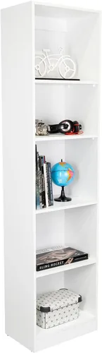 Miniatura 4 de Tuhome Home XS - Librería con estantes de cinco niveles y diseño vertical delgado que ofrece almacenamiento compacto para libros, decoración