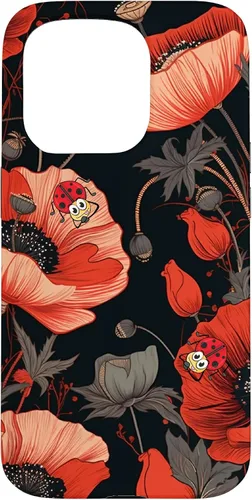Miniatura 13 de Funda para iPhone 11 Poppy Flower Ladybug Red & Black