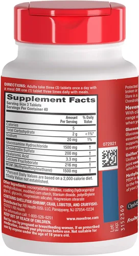 Miniatura 11 de Move Free Suplemento avanzado de glucosamina, condroitina y MSM para el apoyo de las articulaciones, apoya la movilidad, comodidad, fuerza