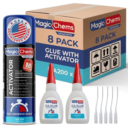 Miniatura 25 de Magic Chems - Pegamento CA con kit activador (2 pegamento de 0.8 onzas + activador de 6.7 onzas líquidas), adhesivo de cianoacrilato para impresión