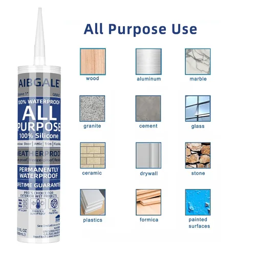 Miniatura 3 de Sellador de silicona gris, masilla de silicona multiusos 100% impermeable, silicona adhesiva para calafateo para ventanas de interiores