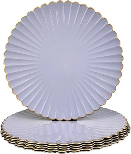 Miniatura 13 de Platos lisos rojos, platos lisos redondos de plástico de 13 pulgadas para fiesta de boda, decoración de mesa. (Juego de 6)