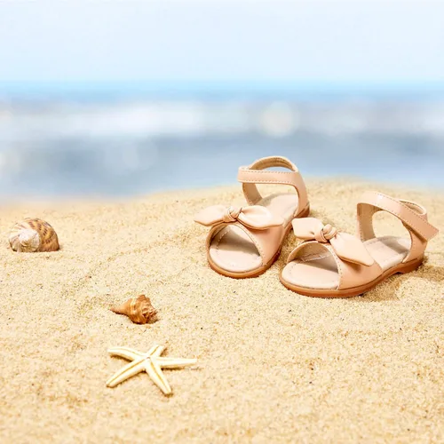 Miniatura 3 de Felix & Flora Sandalias para niña pequeña, zapatos de vestir con punta abierta, zapatos planos de verano para niños pequeños