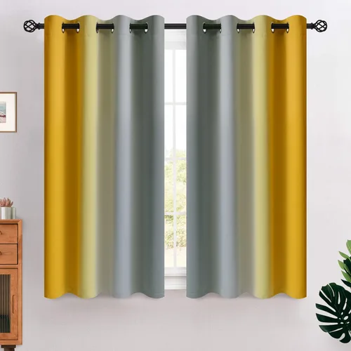 Miniatura 63 de COSVIYA Cortinas 100% Opacas Azul Degradado con Lazos Ajustables para Cocina Aislamiento Térmico Oscurecimiento de Habitación Cenefa con Bolsillo