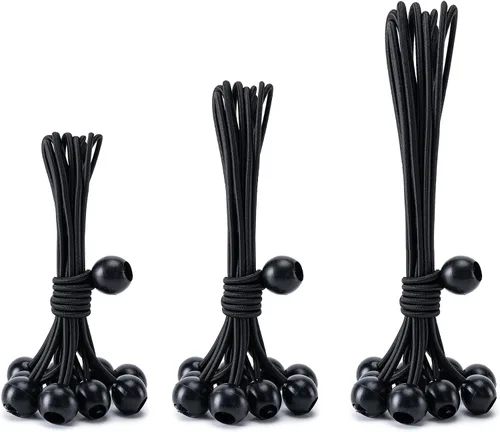 Miniatura 20 de Paquete de 30 cuerdas elásticas con bola, cuerdas elásticas resistentes de 4 pulgadas, lona de toldo con bolas elásticas para amarre de dosel