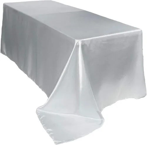 YOUR CHAIR COVERS - Mantel rectangular de satén de 90 x 156 pulgadas - Manteles de mesa rectangulares de satén brillante blanco para mesas