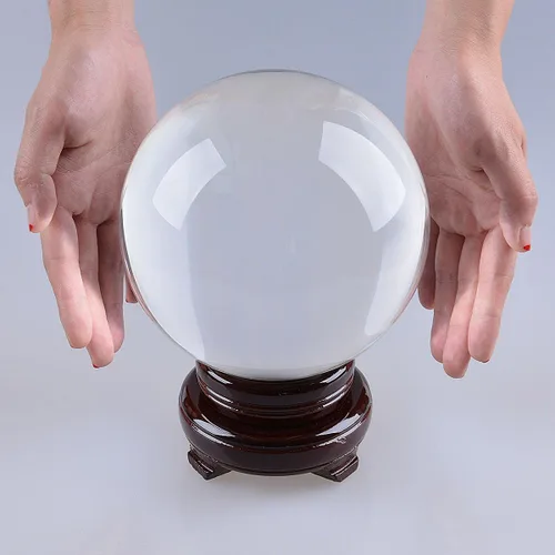 Miniatura 2 de LONGWIN Bola de cristal de adivinación de 5.906 in (5,9 pulgadas) Bolas de cristal decorativas Globo Esfera Soporte de madera libre Transparente