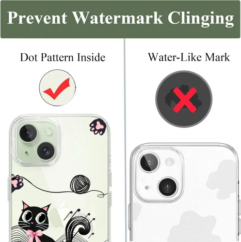 Miniatura 8 de Unov for iPhone 15 Case, Clear with Design, Slim Fit Good Grip, Embossed Phone Case, Shockproof Protective Cover, Raised Camera Protection, Soft