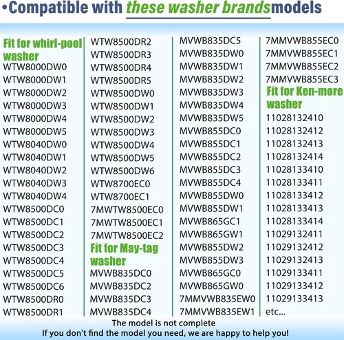 Miniatura 5 de W11130356 Kit de varilla de suspensión de 28.3 pulgadas compatible con lavadora Whirl-pool Ken-more Mag-tag - Reemplaza W10594084 W10735787