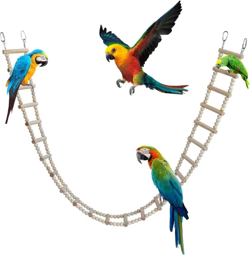 Miniatura 10 de Puente de escalera para pájaros, juguetes de madera para escalada y columpio, accesorios de jaula para pájaros, ratas, loros, hámster, ardilla