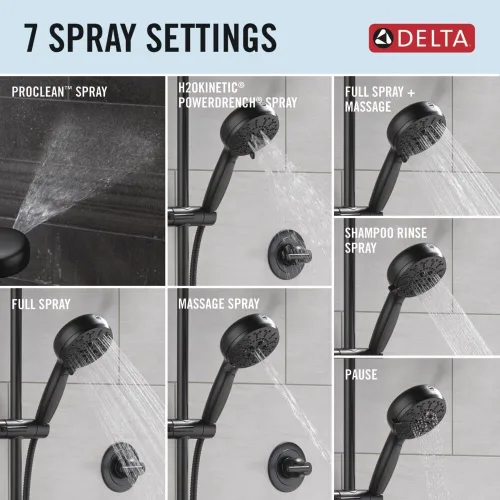 Miniatura 6 de Cabezal de ducha de mano Delta Faucet ProClean Gold con barra deslizante, ducha de mano con rociador de alta presión, sistema de ducha dorado
