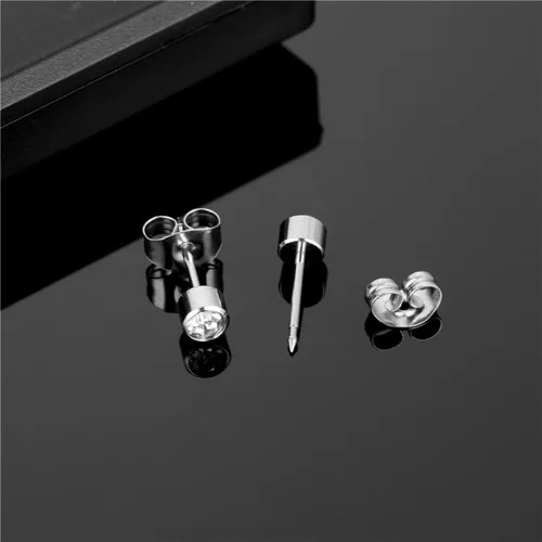 Miniatura 3 de 20 pares de aretes de acero quirúrgico con circonita cúbica de 4 mm