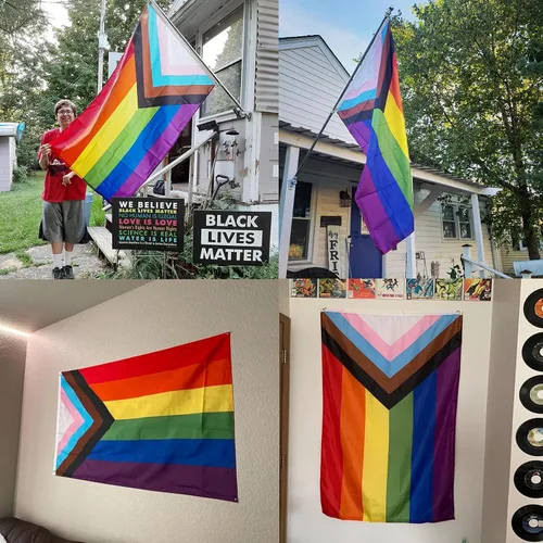 Miniatura 6 de TOPFLAGS Bandera del Orgullo Progreso Banderas Gay 2x3FT Vivid Rainbow Apoyo Comunitario Bisexual Banner LGBTQ Resistente a la decoloración