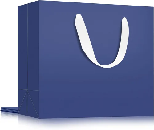 Miniatura 26 de EUSOAR Bolsas de papel de estraza para regalo, paquete de 12 bolsas de papel kraft de 10.6 x 3.1 x 8.3 pulgadas con asas, bolsas resistentes