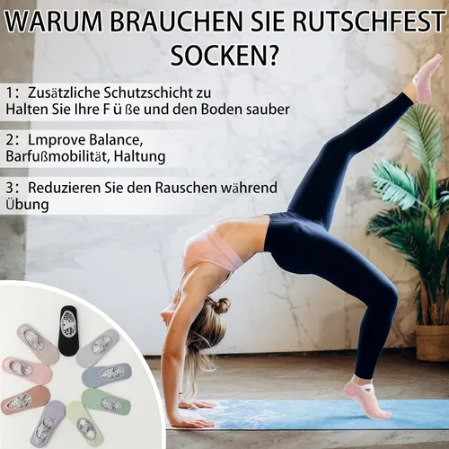 Miniatura 45 de Calcetines de yoga con agarre antideslizante para mujer, talla única, para fitness, deporte, danza de calcetines