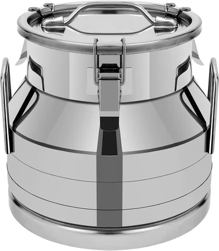 Lata de leche de acero inoxidable de 3.17 galones, jarra de leche de 12L | Recipiente de acero inoxidable de grado alimenticio, cubo de leche, jarra