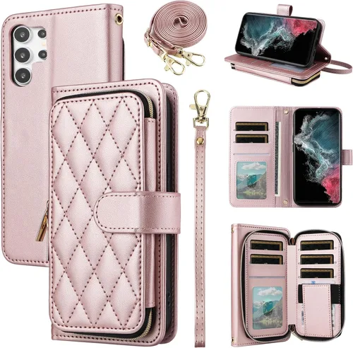 Miniatura 22 de Funda de Cartera para Samsung Galaxy S20 FE 5G de 6.5 Pulgadas con Correa para Muñeca, Billetera con Cremallera y más de 9 Ranuras para Tarjetas