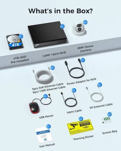 Miniatura 9 de 【4K HD+121°Vista Amplia】 Sistema de cámaras de seguridad Hiseeu de 12MP NVR con 12 cámaras PoE de 4K, HDD de 4 TB para vigilancia del hogar