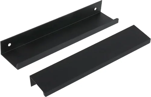 Miniatura 7 de Tiradores negros de 1.38 pulgadas para gabinete, 10 unidades, espacio entre agujeros de 0.63 pulgadas, tiradores de borde de aleación de aluminio