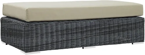 Miniatura 15 de Modway Summon - Otomana cuadrada de mimbre para patio al aire libre, color gris