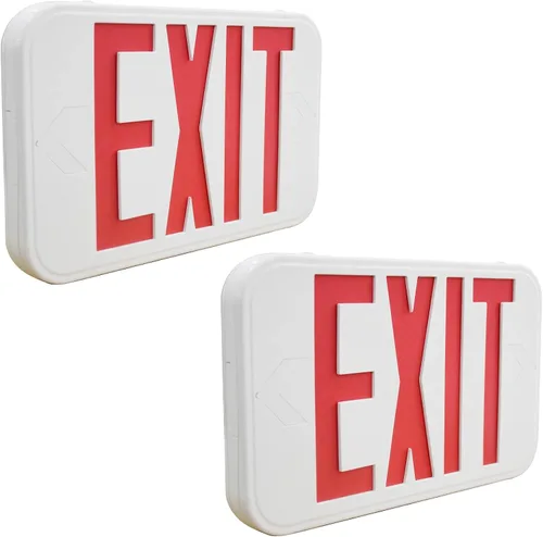 Miniatura 8 de LIT-PaTH Letrero LED de salida, luz de salida de emergencia con baterías de respaldo, doble cara, iluminación de salida de letra roja estándar