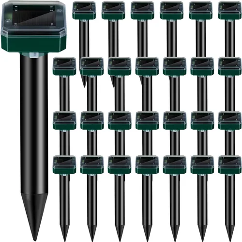 Repelente solar de topos, 28 piezas, ultrasónico, para exteriores, para jardín, patio, césped, repelente solar impermeable para marmotas, ratones,