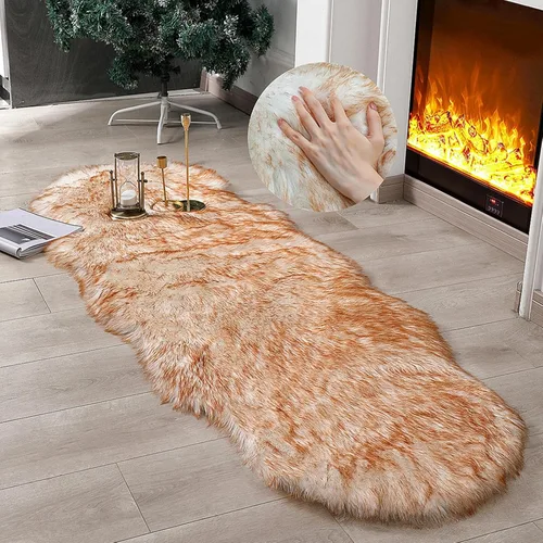 Miniatura 33 de linmopm Alfombra de piel sintética de pelo lanudo esponjoso negro de 2x6 pies para dormitorio, cabecera de la cama, suelo, sala de estar, cojín